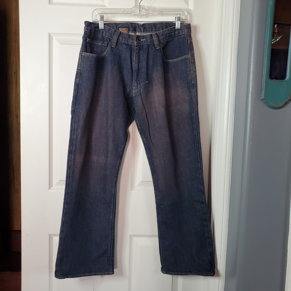 Volcom Vintage-inspired Denim Blue Jeans Sanding Streetwear Straight Leg 32x32